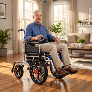 500W Folding <strong>Electric</strong> Wheelchair Lightweight Motorized Power <strong>Chair</strong> 150kg Capacity Carbon Steel Frame for Seniors Disabled Travel - Product Image 4