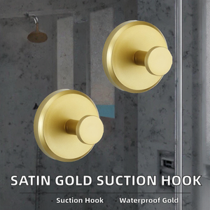 Modern Stainless Steel Suction Cup <b>Hooks</b> for <b>Bathroom</b> Kitchen Shower Glass Doors-Satin Gold Matte Brushed Waterproof Robe <b>Hook</b> - Product Image 2