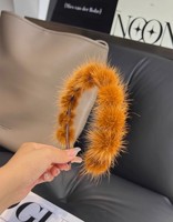 Serre-tête en fourrure de vison véritable pour femme, avec pompons en fourrure mignons, accessoire de mode en fourrure pelucheuse, cadeau