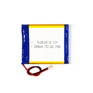Bateria de polímero de lítio recarregável, 7.4v 3000mah li 606168 606068 mah bateria recarregável
