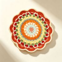 Sous-verre moderne minimaliste en forme de tournesol, crocheté à la main, décoration de table de Noël, set de table fleuri