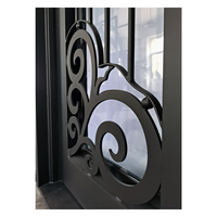 Ventanas de vidrio templado de doble capa, puerta de entrada frontal de hierro forjado arqueada clásica para casas, puerta de Metal moderna para exteriores, 2 unidades
