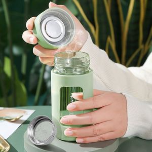Vaso de Agua de Vidrio de Verano con Diseño Elegante para Mujer, Anticaída, Doble Capa, Aislamiento Térmico, Portátil, Sencillo, Taza Especial para Té de Flores - Product Image 1