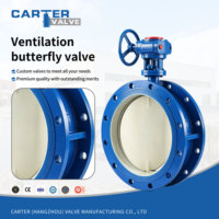 Válvula de mariposa de ventilación de hierro dúctil y acero fundido con brida tipo wafer, engranaje de tornillo sin fin, manual, de paso completo, para aire, polvo, gas y gases de combustión, ANSI DIN OEM