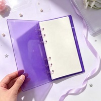 Couverture de carnet à feuilles mobiles Hongbo Colorful A6 en acrylique, rose, violet et vert, haute transparence, coque à 6 trous.