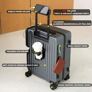 <span class=keywords><strong>Valise</strong></span> de luxe <span class=keywords><strong>à</strong></span> double ouverture avec <span class=keywords><strong>4</strong></span> <span class=keywords><strong>roues</strong></span>, anti-chute, port USB, cadre en aluminium, multifonction - Product Image 6