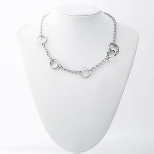 yunnique Punk Minimalist Titanium Steel O Chain Spliced Round <b>Ring</b> Clavicle <b>Necklace</b> Geometric Design Gift Jewelry - Product Image 4
