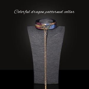 <strong>Adult</strong> SM Leather <strong>Collar</strong> with Traction Metal Chain for Women Sexy Slave BDSM Leather Choker Necklace - Product Image 5