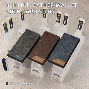 NEXXGEN Nueva Cartera Delgada de Cuero PU Vintage con Cierre de Cremallera, Múltiples Ranuras para Tarjetas, Monedero para Hombre, Uso Diario - Product Image 2