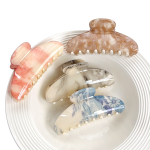 Serpente ondulato di luna pittura mezza rotonda di squalo fermaglio per capelli a zig-zag in resina pinza marmo capelli artiglio per le donne che cambiano colore - Product Image 1