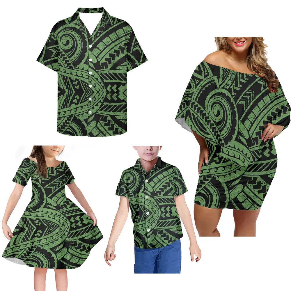 Bộ 4 Món Áo Thời Trang Nữ Giá Nhà Máy Bộ Lạc Polynesia Theo Yêu Cầu Bộ Váy Gia Đình Áo Sơ Mi Nam Áo Trẻ Em