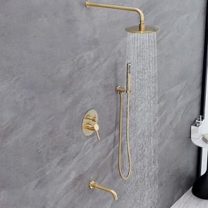 Vòng chải vàng tắm hệ thống phòng tắm bộ kép đầu duy nhất xử lý lượng mưa bồn tắm vòi nước giấu Mixer tap phụ kiện - Product Image 2