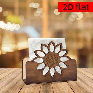 Factory Creative Wooden Sunflower <b>Holder</b>, Rustic Tabletop Tissue Dispenser, Decorative <b>Paper</b> Napkin Stand for Kitchen - Product Image 2