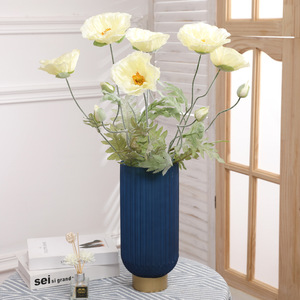 Venta al por mayor <span class=keywords><strong>2</strong></span> cabezas de tela de seda artificiales amapolas rojas flores para la celebración del festival - Product Image 3
