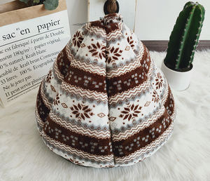 Tenda per animali domestici Super morbida per cani di piccola taglia per animali domestici con letto per gatti lavabile da interni con ingresso inferiore in pelliccia sintetica in pile stampato in tessuto - Product Image 4