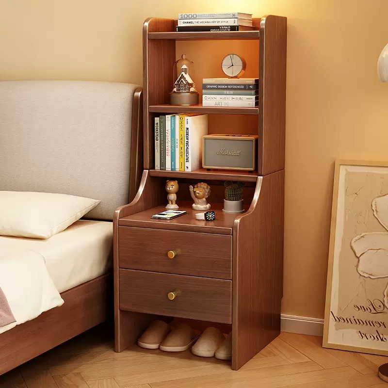 Two-tiered bedside table [walnut color]
