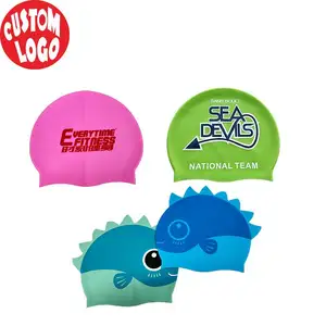 Hot selling custom product Cute Cartoon Style Swim Hat For Boys And Girls swimming cap white