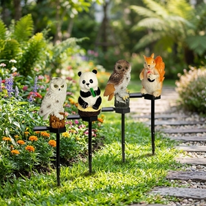 Luces Solares de Jardín para Exteriores, Impermeables, LED, Estatuas de Animales: Búho, Panda, Ardilla, Águila, Adorno Decorativo para Jardín - Product Image 1