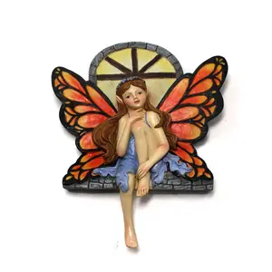 Outdoor Tree Hugger Garden Decoration,Cute Resin Fairy Sit on the Window Sculpture Unique Tree Art for Outdoor Decor