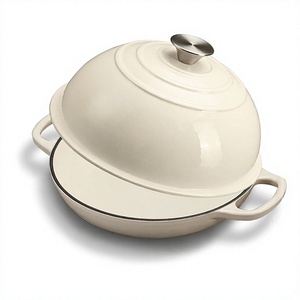Cocotte en fonte émaillée avec couvercle, pot de <span class=keywords><strong>cuisson</strong></span> antiadhésif avec poignées à boucle pour cuisinière et four - Product Image 1