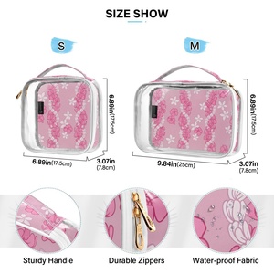 Hawaiian Custom Puakenikeni Lei Pink Flower Women 2-pack Transparent PVC Clear <b>Make</b> <b>up</b> Organizer <b>Pouches</b> Travel Toiletry Bags - Product Image 3