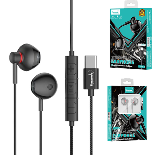 Seasonal New Arrival Type C Wired Semi In-ear Headphones HiFi Heavy Bass Sweatproof for Daily Running Workout