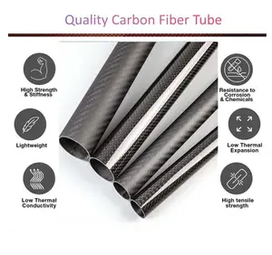 3 k in fibra di carbonio tubo tondo