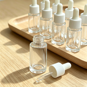 <span class=keywords><strong>Mini</strong></span> Botella de Vidrio Transparente con Gotero, Tapa Blanca, Recargable, para Aceites Esenciales, Suero Facial, Cuidado de la Piel, Cosméticos, Venta al Por Mayor - Product Image 2