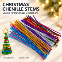 Tiges en chenille de Noël pour les distributeurs d'articles d'artisanat et les kits DIY, tiges métalliques pliables pour projets artistiques faits à la main