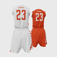 Ensemble d'uniformes de basketball réversibles 180 GSM sublimés orange et blanc, maillot personnalisé double face pour tenues d'équipes universitaires et collégiales en gros