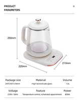 Nouvelle arrivée, bouilloire électrique en verre, 1,6 L, grande capacité, ébullition rapide, protection contre l'ébullition à sec, bouilloire en verre transparente pour la maison