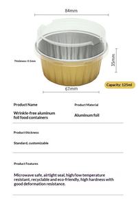 Moules à cupcakes ronds miniatures en aluminium jetable de qualité alimentaire, 5 oz 125 ml, noir et or, avec couvercles transparents - Product Image 4