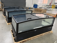 Congélateur commercial panoramique complet pour supermarché, vitrine horizontale à porte supérieure pour aliments surgelés
