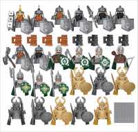 Figurines de Chevaliers Médiévaux en Mini Blocs de Construction, Accessoires d'Armes et d'Équipements, Scène MOC DIY, Ornement de Bureau à Collectionner