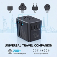 Chargeur universel multifonctionnel Kangtravel 100W avec adaptateur USB et Type-C, charge rapide, compatible US, UK et EU pour les voyages