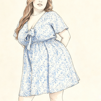 Vêtements personnalisés pour femmes grande taille femmes été nouveau col en V à manches courtes poche impression tenue décontractée élégante jupe trapèze