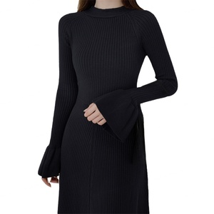 เดรสไหมพรมคอทรงกลม แขนบาน สีพื้น เรียบหรู สไตล์ลำลอง สำหรับผู้หญิง คุณภาพสูง รับผลิตตามสั่งขายส่ง (OEM) - Product Image 5