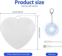 Porte-clés Veilleuse Tactile en ABS en Forme de Cœur avec Logo Personnalisable, Alimentation USB, Contrôle Tactile, Petit et Lumineux