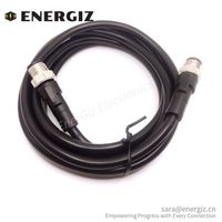 Hochwertiger 8-poliger M12-Stecker mit PVC-Kabel Schwarz und Code