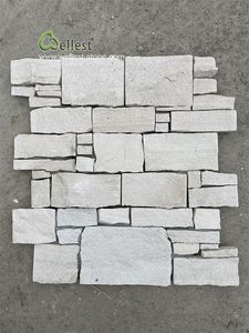 Rivestimento in Pietra Naturale a Forma di <span class=keywords><strong>Z</strong></span> in Arenaria Bianca Elegante con Retro in Cemento per Rivestimento Murale - Product Image 4