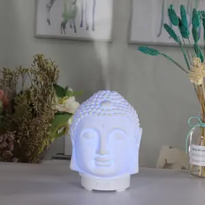 Buddha Head Ceramic Aroma Diffuser Ultrasonic Aromatherapy Mist Maker 120ml