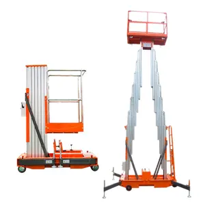 8M 10M 12M 14M 200Kg Mobiele Hydraulische Dubbele Mast Aluminium Lift Elektrische Man Lift Ladder Voor Gebruik Buitenshuis