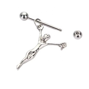 Anillos de Acero Inoxidable para Pezones con Estatua de Jesús, Cadenas para Piercings de Pezones, Joyería Corporal Infantil - Product Image 2