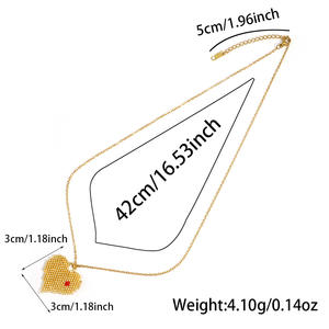 Vente chaude doré en forme de coeur <span class=keywords><strong>Miyuki</strong></span> perles <span class=keywords><strong>pendentif</strong></span> saint valentin collier en acier inoxydable en forme de perles collier - Product Image 5