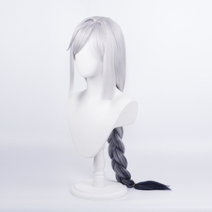 Peluca de <span class=keywords><strong>Cosplay</strong></span> Ainizi de 80 cm, Sintética, Larga, Lisa, Trenzada, Plateada con Mezcla de Gris, de <span class=keywords><strong>Shenhe</strong></span> de <span class=keywords><strong>Genshin</strong></span> <span class=keywords><strong>Impact</strong></span>, para Mujer - Product Image 3