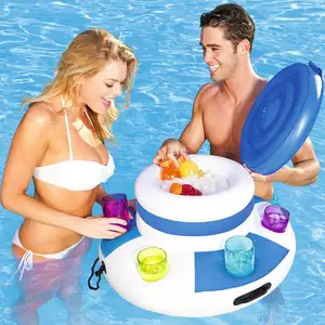 Enfriador de hielo inflable EN71 personalizado, soporte de taza inflable flotante de PVC