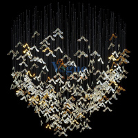 Luminaire suspendu moderne à feuille d'or classique avec lustres à led pour le salon du hall de l'hôtel