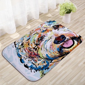 Hanlin Colorful Dog Flannel Floor <b>Mat</b> Rectangle Non-Slip <b>Kitchen</b> Bathroom <b>Mat</b> - Product Image 2