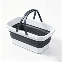 Seau à eau pliable multifonctionnel en silicone de 7 L avec poignée de transport, bac rectangulaire pliable pour le nettoyage domestique, utilisation automobile