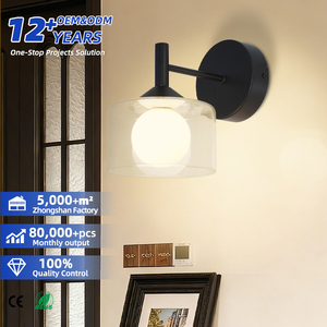 Minimalist Iron Wall Lamp With Glass Cylindrical <b>Shade</b> E27 LED 2700K Warm White <b>Light</b> For Living Room Bedroom - Product Image 1